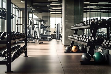 Wall Mural - gym with stuff and equipment full professional photography ai generated