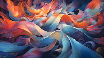 vibrant, swirling ribbons of light intersecting in a cosmic dance created with generative ai technol