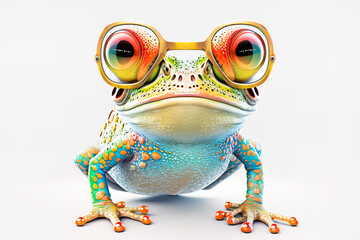 Cartoon colorful toad or frog with sunglasses on isolated background. Created with generative ai