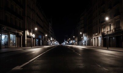 Poster -  an empty street at night with no cars on the road.  generative ai