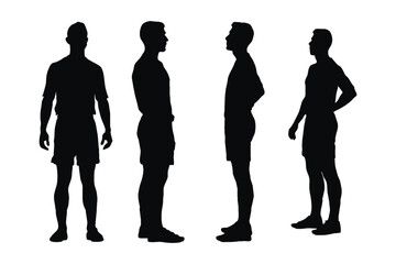 Wall Mural - Male lifeguard silhouette on a white background. Beach lifeguards wearing uniforms. Muscular men standing silhouette bundle. Male lifeguards with anonymous faces. Beach guards silhouette collection.