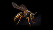 Wasp on a black background.generative ai