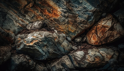 Wall Mural - Rough granite boulder, eroded by tough water generated by AI