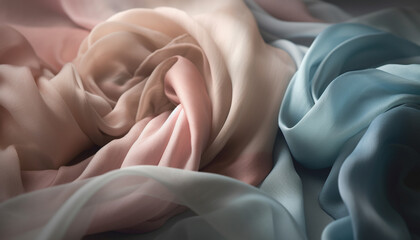 Sticker - Smooth satin waves of pink and blue elegance generated by AI