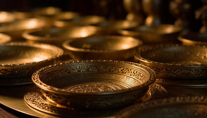 Sticker - Golden bowl, ornate pattern, symbol of spirituality generated by AI