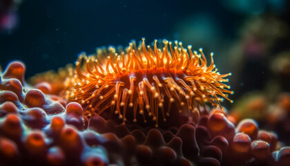 Sticker - Multi colored fish swim in underwater coral reef generated by AI