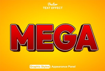Wall Mural - mega text effect with red color graphic style and editable.