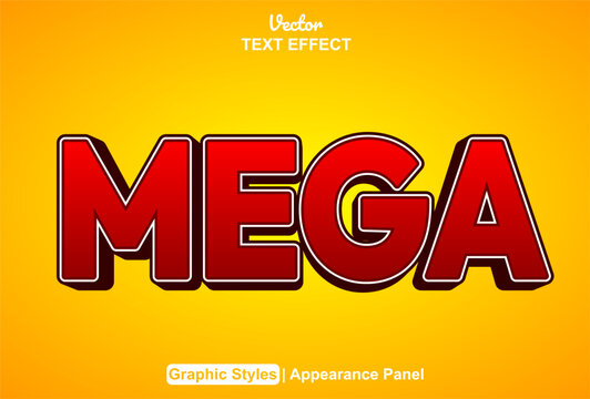 mega text effect with red color graphic style and editable.