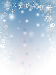 Poster - Abstract with white snow flakes against blue background