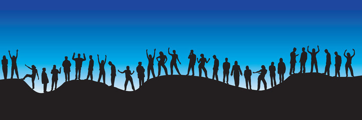 Fototapete - 30 different people silhouettes