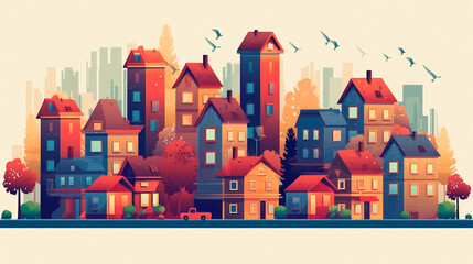  Illustration House investment growth, Real estate, Property value, Cost of living, Vector, isolated background. Generative AI