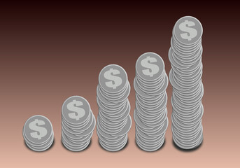 Wall Mural - A stack of silver coins to make a graph