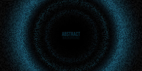 Wall Mural - Abstract halftone background. Futuristic cover. Digital circles of glowing particles. Vector illustration.