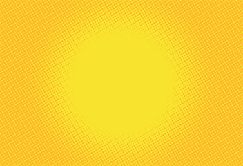 Monochrome Dots Background. Fade Texture. Vintage Pop-art Backdrop. Radial yellow dotted overlay backdrop. Vector illustration.