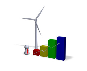 Wall Mural - diagram, wind turbine and play figure with red tie