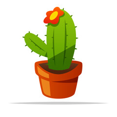 Wall Mural - Flowering cactus in a pot vector isolated illustration