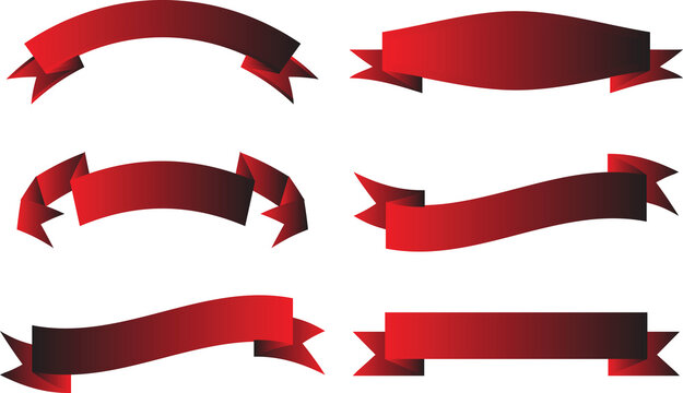 A collection of red scrolls on a white background