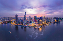 Sunset On Saigon Riverside, Ho Chi Minh City Vietnam. Photo Taken On May 2023	