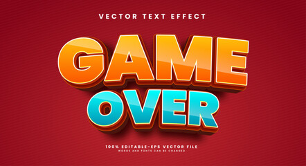 Wall Mural - Comic game over editable text style effect. Cartoon style vector text effect.