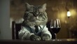 Sommelier wine taster cat working job profession 1. Generative AI.