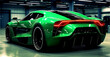 green sports car wallpaper with fantastic light effect background. generative ai