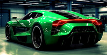 Green Sports Car Wallpaper With Fantastic Light Effect Background. Generative Ai