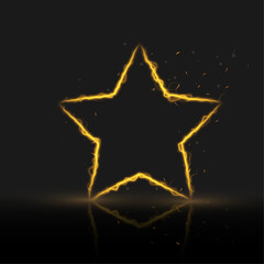 Leinwandbilder - Golden frame with light effects, shining luxury banner vector illustration.For web design. art vector
