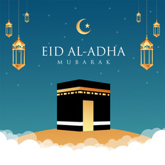 Wall Mural - Vector Islamic background to Kabah and Eid al Adha concept