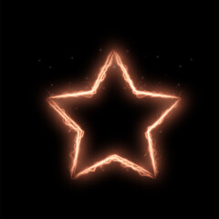 Poster - Star frame with sparks and flame light effects, shining luxury banner vector illustration. For web design. art vector