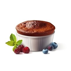 Chocolate Souffle delicious dessert isolated on white background. Generative AI