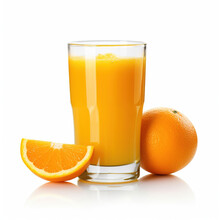 Orange Juice On White Background. Generative AI