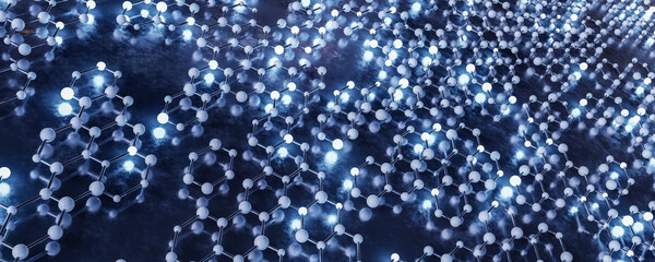 Aufkleber - Technology abstract lines and dots connection background. Connection digital data and big data concept. Digital data visualization, 3d illustration