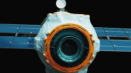 Wall Mural - docking of the space module with the space station. video has alpha channel