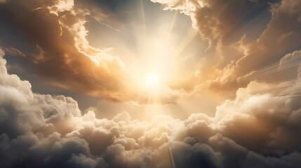 celestial clouds with sun beams to represent christian religion