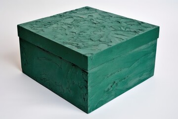 Poster - green box made from recycled paper and vegetable-based inks, created with generative ai