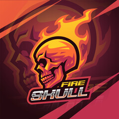 Canvas Print - Fire skull mascot logo design