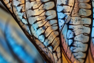 Canvas Print - microscope slide with close-up view of delicate butterfly wing, created with generative ai