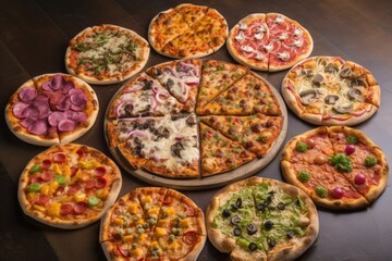 Sticker - personalized pizza with different topping options for every slice, created with generative ai