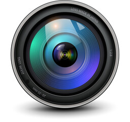 Poster - camera photo lens, 3d icon illustration.