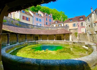 Wall Mural - Transparent natural spring of Fosse Dionne in the town of Tonnerre