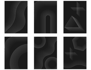 Wall Mural - Abstract lines on dark background. Geometric stripe line art design. Vector illustration.