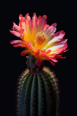 Aufkleber - An vibrant image of a Peruvian torch cactus (Echinopsis peruviana) splashed in bright paint,  Generative AI technology.
