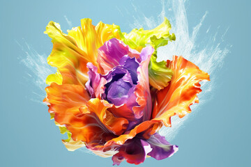 Aufkleber - An abstract surreal photograph of a Wild lettuce (Lactuca virosa) splashed in bright paint,  Generative AI technology.