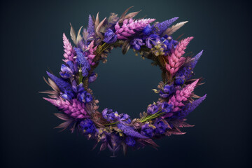 Aufkleber - An image of a flower crown crafted with vibrant purple lavender, exuding a calming and fragrant aura. Generative AI technology.