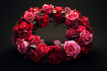Aufkleber - An image of a flower crown adorned with red and pink roses, exuding a romantic and passionate vibe.  Generative AI technology.