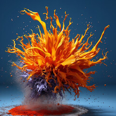 Leinwandbilder - An abstract surreal photograph of a Cumin splashed in bright paint.  Generative AI technology.
