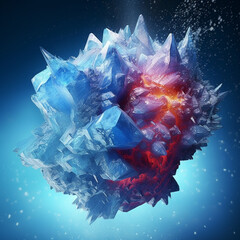 Poster - An abstract surreal photograph of a Celestite splashed in bright paint.  Generative AI technology.