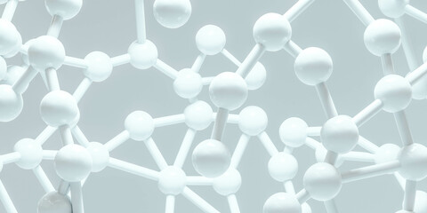 Poster - Illustration of a 3D rendered close-up of a white structure with numerous spherical objects 3d render