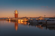 Bootshafen mit Leuchtturm in Plau am See in der Mecklenburgischen Seenplatte