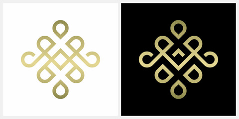 Wall Mural - Luxury gold ornament logo design with black and white background